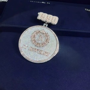 Iced Out Circle Letter Moissanite Pendant 18K Gold Plated 925 Silver Hip Hop Style Men's Necklace Everyday Wear Pendant For Men - Product Image 5