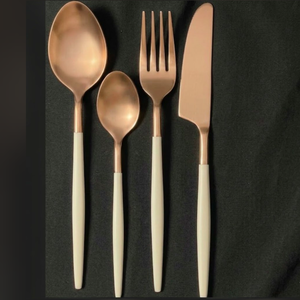 Ensemble de couverts en acier inoxydable poli miroir couleur or rose pour mariage, restaurant, location de vaisselle de table - Product Image 1