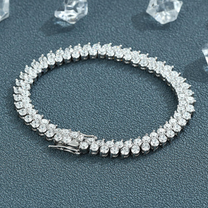 Round Cut Moissanite Diamond Tennis Bracelet 925 Silver Classic Chain Luxury Jewelry for <b>Men</b> Women Gift - Product Image 1