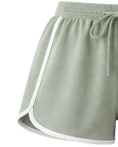 Sage Green Women Camisole And Shorts Set Summer Two Piece Outfit Cotton Blend Crop <b>Top</b> Ruched Tie Front Drawstring Shorts Casual - Product Image 6