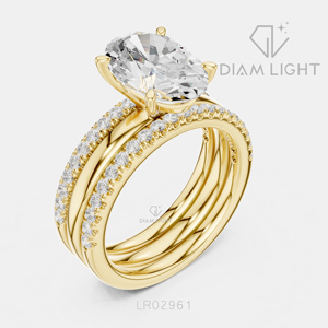 Bague de fiançailles de luxe en or blanc 14 carats avec diamant de laboratoire certifié IGI 3,63 carats, taille ovale, F+ VS+, pavé - Product Image 6