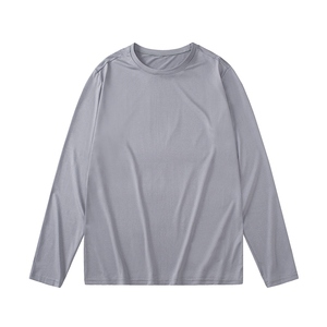 T-shirt à manches longues pour homme, couleur unie, col rond, coupe classique, tricoté, style décontracté - Product Image 4