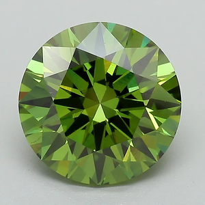 Diamante verde sintético de corte brillante redondo exclusivo, piedra suelta. - Product Image 1