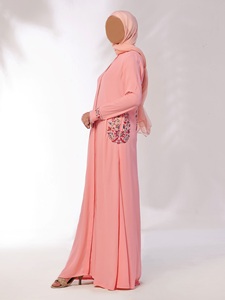 Latest Design Premium Quality Pink Color Frock Open Abaya Traditional Muslim <b>Long</b> Gown <b>Dress</b> Females Burqa Abaya Breathable - Product Image 5