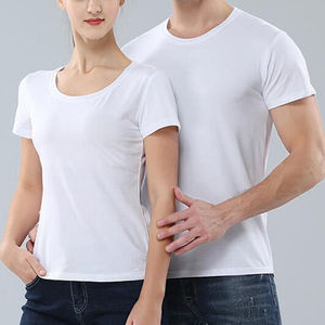 Camiseta de Algodón Lisa para Mujer, Talla Grande, Hombros Caídos, Cuello Redondo, Color Blanco y Negro, Personalizable - Product Image 6