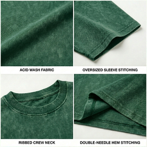 Camiseta de Hombre de Lujo, Estilo Retro, Teñido Personalizado, Lavado Mineral, 100% Algodón, Tejido Grueso, Corte Holgado, Transpirable - Product Image 6