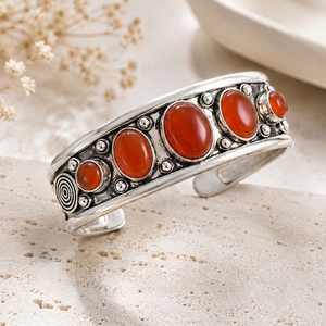 Redstone Hydro Carnelian Artisan Classic Bezel Setting Gold/<b>Silver</b> Plated Oval Unisex Open Bangle Handmade Brass Gift Fashion - Product Image 4