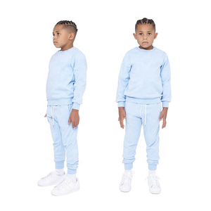 Survêtement bleu clair pour homme, manches longues, à capuche, imprimé, respirant, streetwear décontracté, 100% coton, pantalon à cordon de serrage, poches latérales - Product Image 1