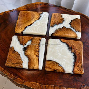 Handmade Round Wood Resin <b>Coasters</b> Luxury Design <b>Blue</b> Premium Style 100mm Diameter 10mm Thick LIVE EDGE STUDIO - Product Image 3