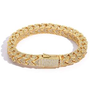 Bracelet Miami Cuban Link 12 mm, serti de diamants Moissanite, or et argent, bijoux de luxe Hip Hop - Product Image 1