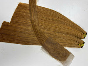 Prix de gros 100% brut vierge vietnamien dentelle humaine trame os droit couleur caramel clair Super Double Drawn Extensions de cheveux - Product Image 5