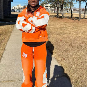 ชุดวินเทจฮู้ดดี้ประดับเพชรเทียมและกางเกงวอร์มขาบานสไตล์สตรีทแวร์แบบดิสเทรส - Product Image 4