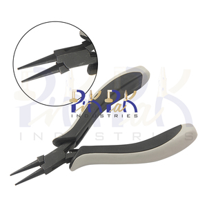 Alicates de punta redonda de 130mm con goma lisa, manijas Ergo en blanco y negro, óxido negro para prensar y pescar, OEM personalizable - Product Image 1