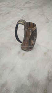 Meilleure qualité Odin père gravé Karbin tasse à corne à boire Style Viking conception animale polie pour griller l'artisanat naturel - Product Image 5