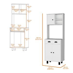 Soluzione di conservazione della dispensa dell'armadio da cucina a 1 cassetto bianco - Product Image 6