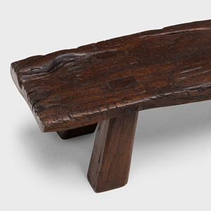 Banc bas d'extérieur rustique en bois d'orme récupéré, plateau épais, pieds évasés, tabouret en bois écologique, durable et résistant à l'eau pour l'extérieur - Product Image 5