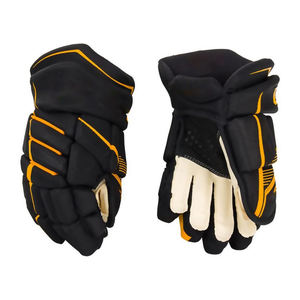 Gants de hockey sur glace professionnels noirs avec bordure orange, protection complète pour les joueurs - Product Image 1