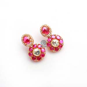 Emerald Moissanite Stud Hoop Drop Earrings in Rose Gold IGI Certified - Product Image 2