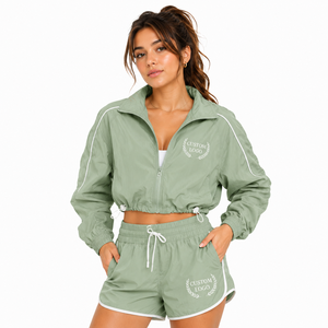 Conjunto de Chaqueta Corta y Pantalones Anchos de Diseño para Mujer, Estilo Premium, Bordado, Marca Privada - Product Image 5