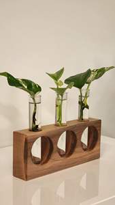 Jarrón de flores de madera de inspiración japonesa, fabricado por OEM, para el hogar, jarrón de flores de madera decorativo de lujo para la mesa del comedor. - Product Image 5