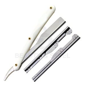 Rasoir droit professionnel double face pour barbier, outil de rasage multi-lames avec manche noir mat et contrôle de précision - Product Image 3