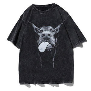 เสื้อยืดโอเวอร์ไซส์ลายกางเขนสไตล์โกธิคสำหรับผู้ชาย แขนสั้น คอกลม ผ้าคอตตอนเจอร์ซีย์ฟอกทรงพอดีตัว - Product Image 2