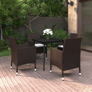 Conjunto de comedor de jardín de ratán sintético marrón medio con muchos asientos - Product Image 1