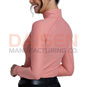 Luxury Women Equestrian <b>Base</b> <b>Layer</b> Zipper <b>Long</b> <b>Sleeve</b> Skinny Fit Riding Shirt Stretch Breathable Anti Odor OEM - Product Image 4