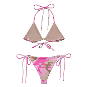 Customized Women's OEM Backless Two-Piece <b>Bikini</b> Swimsuit with Tie-Side Bottom Spandex/Polyester Material Custom Print - Product Image 2