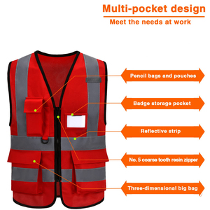 Gilet de sécurité réfléchissant avec plusieurs poches - Gilet de travail d'hiver haute visibilité durable pour la construction - Product Image 5