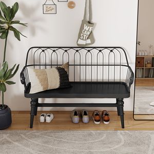 Panca in Legno Stile Rustico con Schienale a Fuso per Sala da Pranzo, Cucina, Ingresso, Soggiorno e Corridoio - Product Image 5