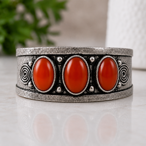 Hydro Carnelian Wide Open Bezel Set Cuff <b>Bangle</b> Silver/Gold Plated Brass Handmade Vintage Unisex Gift Jewelry Town in JT-044 - Product Image 5