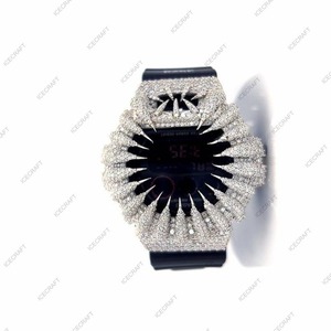 Custom Moissanite Diamond <b>Watch</b> <b>Case</b> Full Pave Spiked Iced Out Design Premium Luxury <b>Watch</b> Housing With High Sparkle - Product Image 5