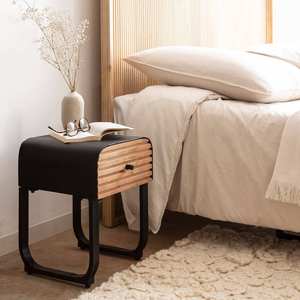 Mesita de noche Vandana Grand Zenova en madera de mango y metal - Product Image 1