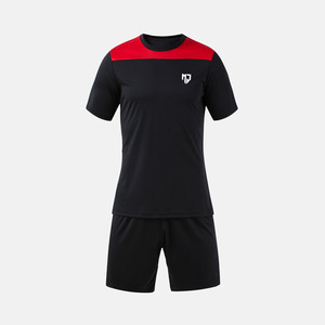 Ensemble de maillots de football personnalisés noir et rouge pour hommes, uniforme de football à séchage rapide, kit d'entraînement respirant, vêtements de sport d'équipe, vente en gros - Product Image 5