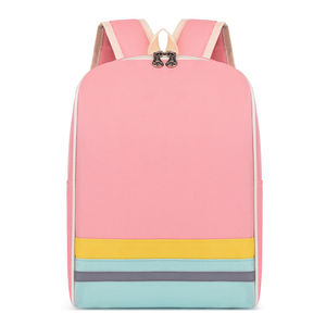 Sac à dos scolaire rose pastel pour adolescentes, sac à dos léger en toile avec doubles fermetures éclair lisses pour l'université - Product Image 5