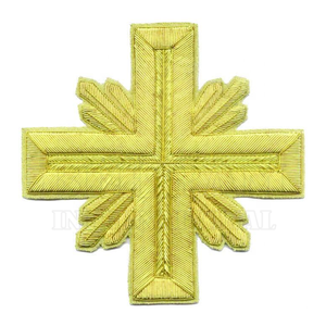 Patch brodé doré métallique en gros, croix d'église à coudre, bicolore rouge et or, motif liturgique pour vêtements de prêtre - Product Image 5