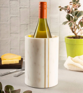 Refroidisseur de bouteilles de vin et whisky en marbre noir naturel avec incrustation en laiton, pour décoration de table de mariage et de fête, écologique, personnalisé, haute qualité - Product Image 4