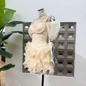 Vestido de fiesta bohemio de algodón sin mangas para mujer, diseño premium nuevo con volantes, mini, hecho a mano, con un diseño sexy para fiestas. - Product Image 3
