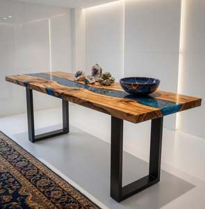Mesa Consola de Madera Maciza con Resina Epoxi Azul Galaxia TIMELESS CRAFT, Diseño de Río, Mueble de Entrada de Lujo Hecho a Mano, Moderno y Duradero - Product Image 6