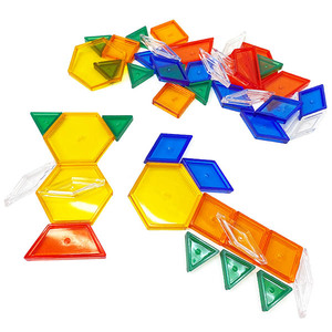 49 PCS Colorful Math Toy Clear Plastic Geometric <b>Shape</b> Pattern <b>Blocks</b> - Product Image 1