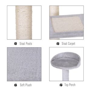 Torre Tiragraffi per Gatti Grigia da 100 cm con 5 Livelli, Scale Girevoli, Centro Giochi, Postazione Riposo e Attività di Arrampicata - Arredamento per Gatti - Product Image 5