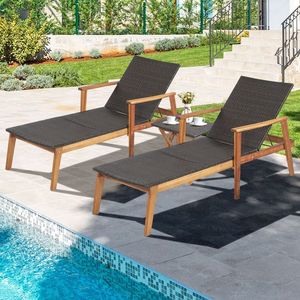 2-Piece Patio Sun Lounger Table Set with 4-Level Adjustable <b>Backrest</b> - Product Image 4