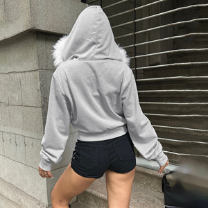 INS Style <b>Y2K</b> <b>Streetwear</b> Fleece Hooded Zip Hoodie Women Slim Fit High Street Chic Polyester/Cotton Quick Dry Sweatshirt - Product Image 2