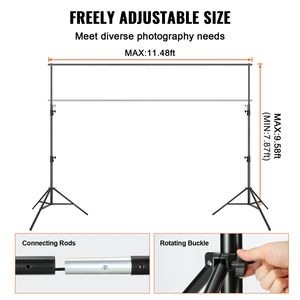 Soporte de Fondo para Fotografía Ajustable en Altura de 12 x 10 pies, Resistente, con 6 Abrazaderas, Sistema de Soporte para Fondo, Accesorio para Estudio Fotográfico - Product Image 3