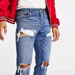 Pantalones Cargo de Mezclilla Oscura Sólida con Acabado Stonewashed para Hombre, de Alta Calidad, Ecológicos, de Secado Rápido, Estilo Hip Hop, Venta al por Mayor Personalizada de Fábrica - Product Image 3