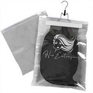 Bolsa para Pelucas Astrid de 35 x 45 cm, con Logotipo Personalizado, de Plástico CPE Resistente, Transparente/Esmerilada, con Cierre y Colgador, Fácil de Instalar - Product Image 1