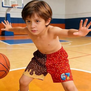 Shorts en polyester personnalisés à motif goutte de crème glacée, tailles jeunes et adultes, séchage rapide, pour la rentrée scolaire, vêtements de sport d'équipe - Product Image 2