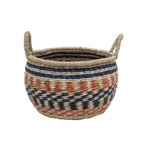 Panier rond multicolore en jonc de mer, fait main, pour rangement, vente en gros, écologique, fabriqué au Vietnam - Product Image 2