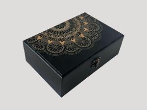 Boîte en bois gravée au laser, imprimée, pour bijoux, boîte de rangement en bois imprimée pour cadeaux haut de gamme, vente en gros - Product Image 4